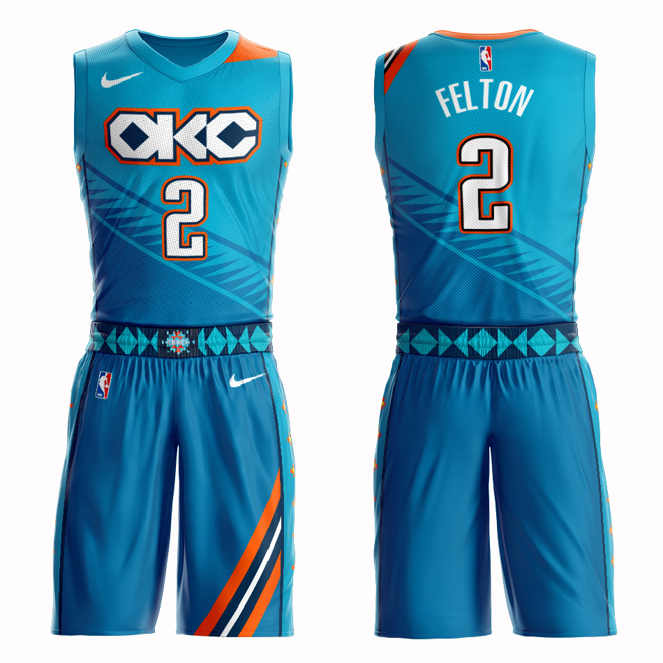 Customized 2019 Men Oklahoma City Thunder #2 Felton blue NBA Nike jersey->dallas cowboys->NFL Jersey